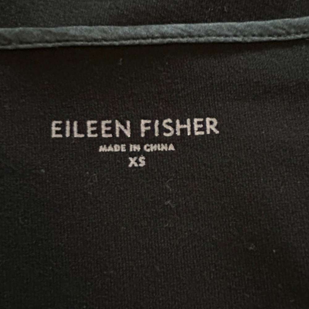 Eileen Fisher System Black Knit Dress Size XS Ribbon Detail Minimalist Capsule - Picture 4 of 6